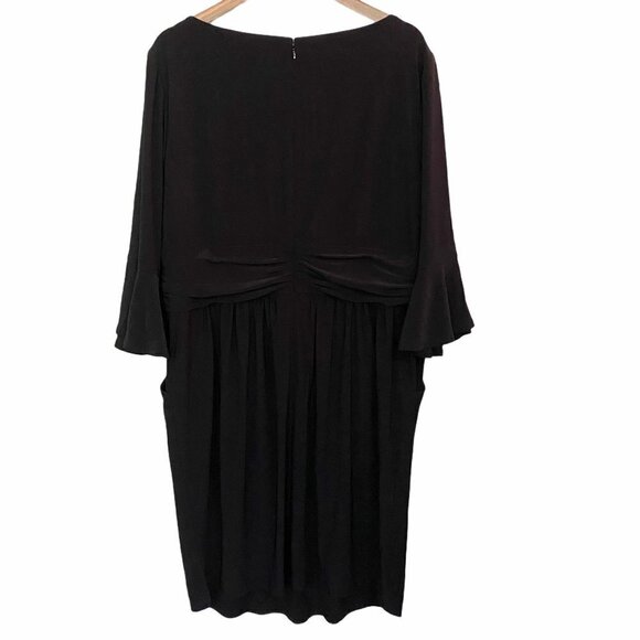 Eliza J Women's NWOT Black Flounce Sleeve Pockets Stretch Sheath Dress Size 20W - Picture 9 of 9